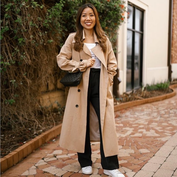 London Fog Women's Hooded Double Breasted Belted Maxi Trench Coat - Picture 1 of 3